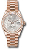 Rolex Everose Gold Datejust 31 Watch - Diamond Bezel - Silver Floral Motif Diamond Dial - President Bracelet 278285rbr sflomdp